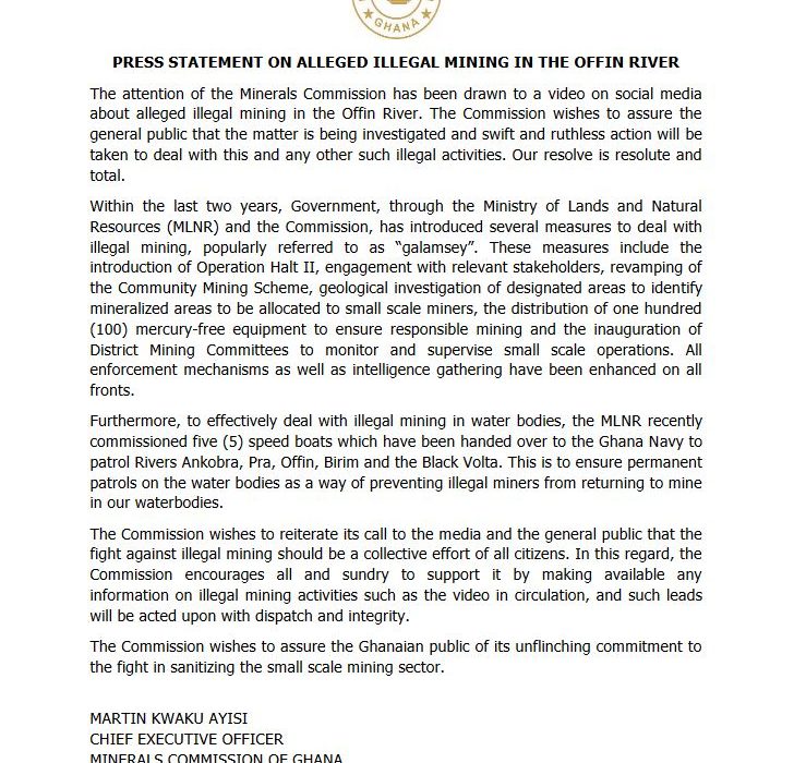 PRESS STATEMENT-ON-ALLEGED-ILLEGAL-MINING-IN-OFFIN-RIVER